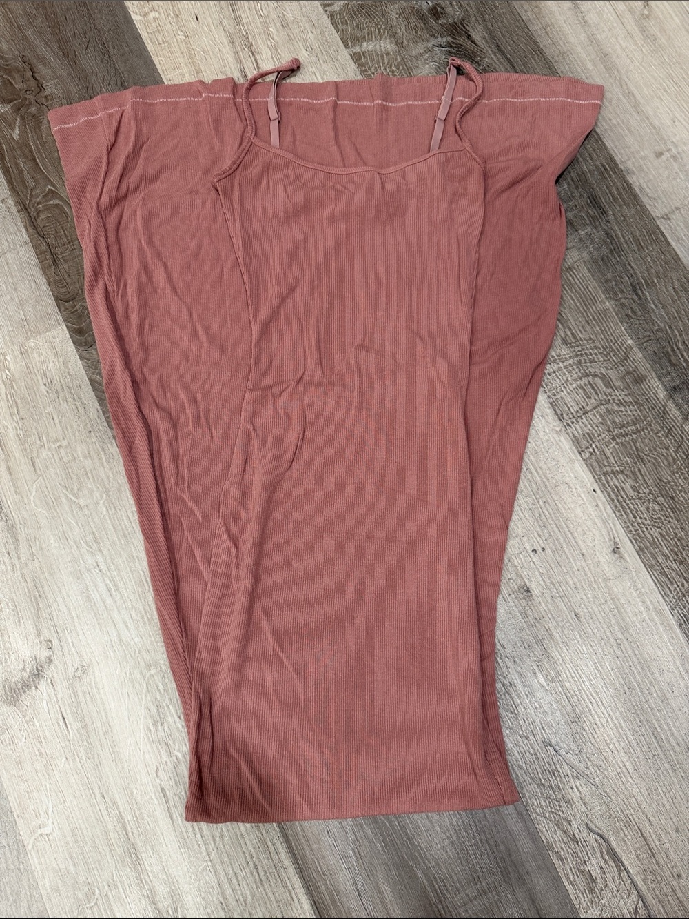 SKIMS Rust Pink Ribbed Maxi Dress